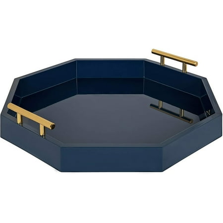 

Lipton Mid-Century Octagon Tray 18 X 18 Navy Blue And Gold Chic Decorative Tray