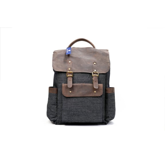 Vintage Canvas Genuine Leather Laptop Backpack for Men Women.