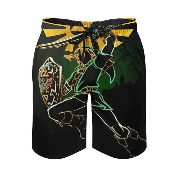 The Legend of Zelda Men's Shorts Quick Dry 3D Printed Beach Men's Swim Trunks with Pockets Mesh Lining Bathing Beachwear XS