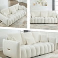 thumbnail image 2 of FFZ 79.5 inch Teddy Fabric Sofa with 3 Back Pillows and 3 Cushions, Solid Wood Frame, Beige, 2 of 14