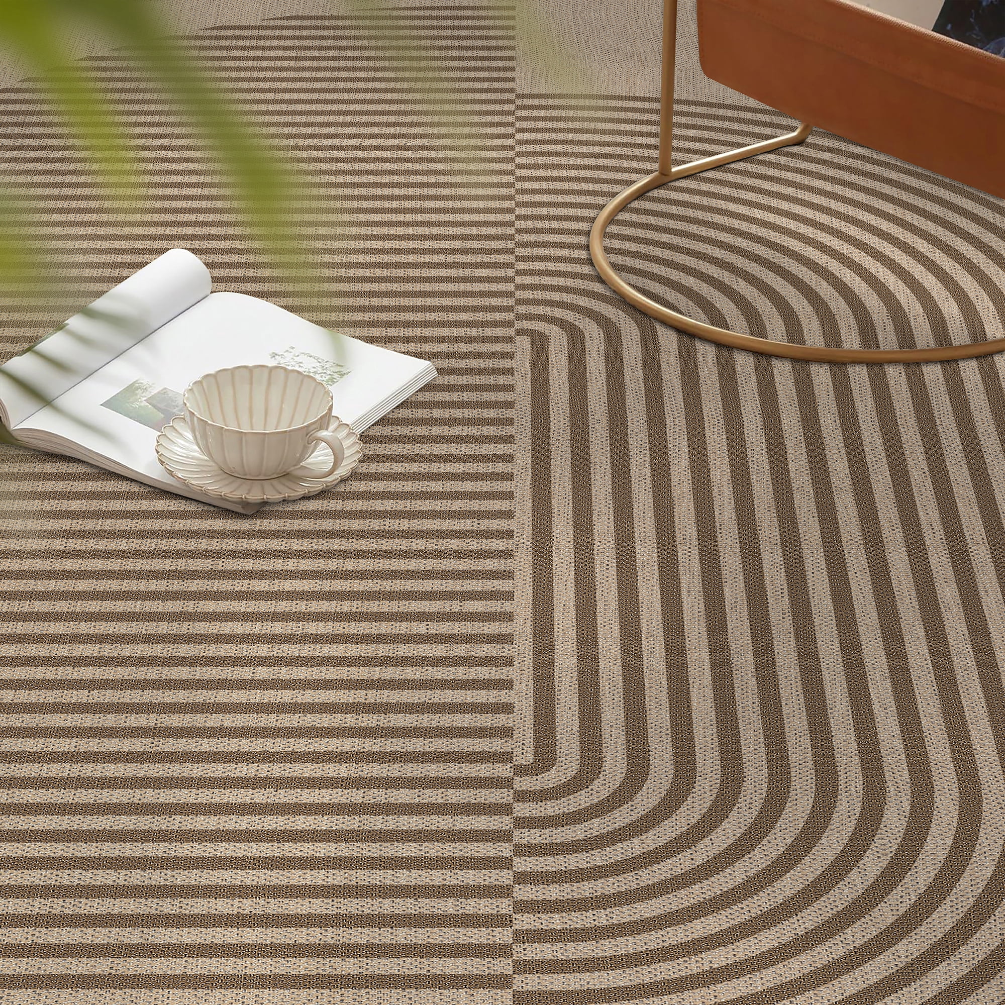 BERTHMEER 2'x3' Easy Jute Small Washable Rugs for Entryway Entrance Doorway Kitchen Laundry Farmhouse Indoor Outdoor Neutral Non Slip Jute Rugs Stripes Geometric Modern Doormats, Beige