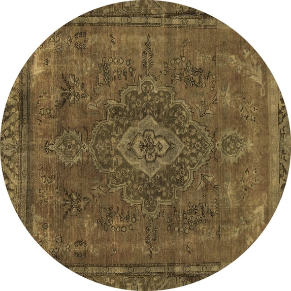 Ahgly Company Indoor Round Abstract Brown Modern Area Rugs, 3' Round