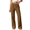 thumbnail image 2 of Vxararl Womens Straight Leg Pants High Waisted Lightweight Pants Breathable Elastic Waist Pants with Pockets Fall&winter Fashion 2026, Casual Workout Womens Sweatpants Coffee XL, 2 of 8