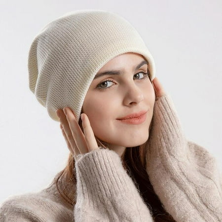 

Zedker Men s Winter Hats Knit Hats for Women Winter Women Solid Knitting Cotton Hat Warm Windproof Baggy Stretch Winter Soft Caps Wrap Woollen Hat