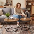 thumbnail image 6 of Blazezo Coffee Table Set of 2 Small Round Side Table with Steel Frame, Hidden Storage Space Stackable End Table for Living Room Bedroom Office, 6 of 8