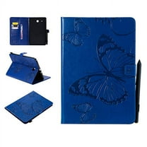 Galaxy Tab E 9.6" (SM-T560/T561) Case, Allytech Embossed with Butterfly Series Folio Stand Wallet Case with Cards/Cash Holder for Samsung Galaxy Tab E 9.6-inch (NOT for SM-T560NU), Blue