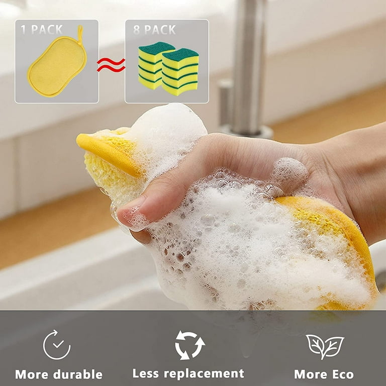 Multipurpose Kitchen Scrub Sponges, Heavy Duty Cleaning Non-Scratch Scrub  Sponge, Reusable Microfiber Sponge for Household Cleaning, Random Colors