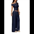 thumbnail image 2 of Conjuntos de Dos Piezas para Mujer, Top Corto Informal de un Solo Hombro, Pantalones Anchos y Conjuntos Y2K A Juego. Azul Marino L, 2 of 7