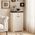 thumbnail image 6 of 10 Gallon Tilt Out Trash Cabinet Freestanding Trash Bin Cabinet Wood Garbage Recycling Cabinet with Hideaway Drawer Pet Proof Trash Can Holder for Kitchen Living Room, Antique White, 6 of 10