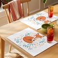 thumbnail image 4 of Foxes Animals Placemats Set of 4, Red Flowers Leaf Cartoon Plant Floral Non-Slip Place Mats Washable Table Mats for Kitchen Dining Table Decorations Indoor/Outdoor, 4 of 9