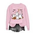 thumbnail image 4 of thefmos Women's Round Neck Halloween Print Pullover Sweatshirt Long Sleeve Solid Color Casual Top Fashion Fall Spooky Season Outfit, Pink 2XL, 4 of 6