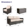 thumbnail image 2 of Krikacy 6-PCS Outdoor Wicker Modular Sofa Chair Set w/Cabinet Coffee table, All-Weather HDPE, Beige, 2 of 7