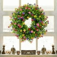 thumbnail image 7 of Unique Bargains Flower Artificial Wreath for Front Door Eucalyptus Wreaths Multicolor 19", 7 of 7