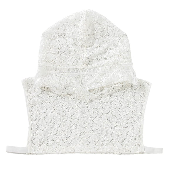 KONTONTY 1Pc White Lace Hoodie Style Fake Collar with Hat Detachable Clothes Accessory