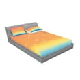 thumbnail image 2 of Ambesonne Tropical Fitted Sheet & Pillow Sham Set, Seagull Palm Trees Sun, Full, Multicolor, 2 of 2