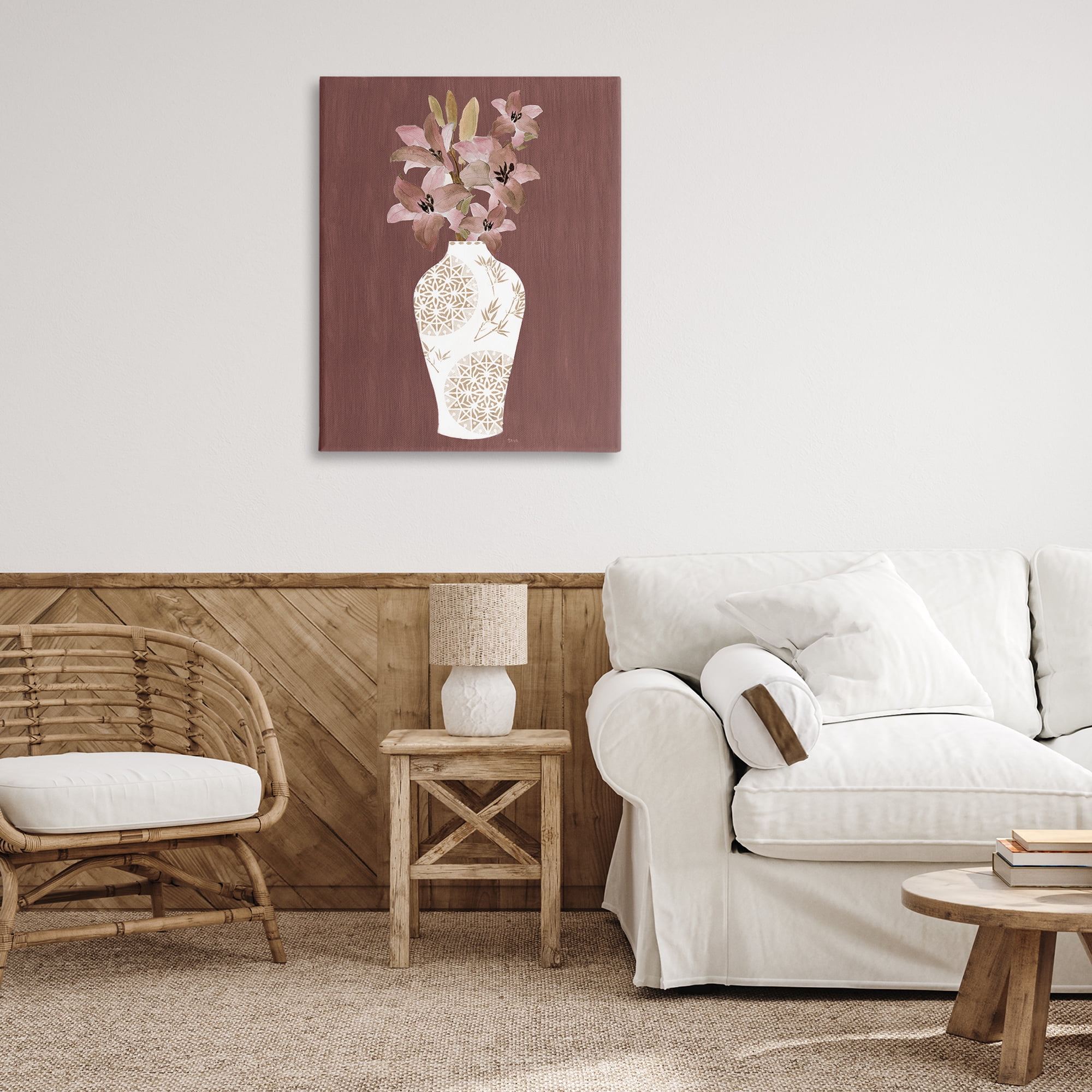 Stupell Industries Boho Geometric Vase Plants & Flowers Painting Wrapped Canvas Art Print Wall Art, 30 x 40