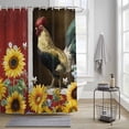 thumbnail image 3 of Chicken Sunflowers Shower Curtain, Yellow Flower Bee Farms Animal Oil Painting Waterproof Shower Curtain Set with 12 Hooks Lightweight Bath Curtains Fabric Bathroom Decor 72x78 Inches, 3 of 9