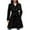 Black, variant on Women's Lightweight Wool Coat Double Breasted Buttoned A-Line Pleated for Winter