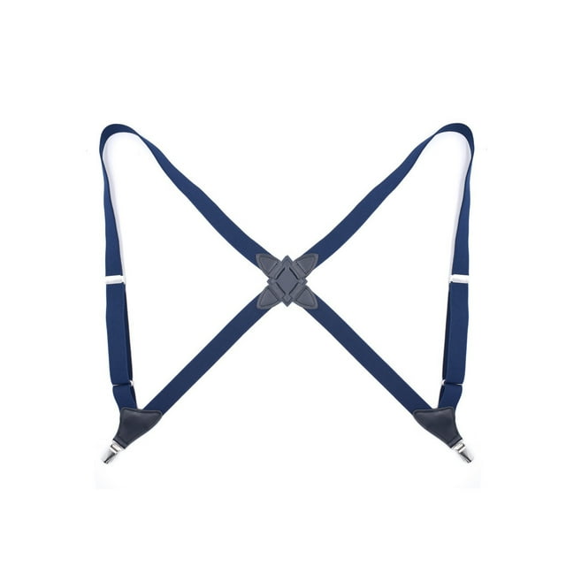 Ruiboury Bretelles Unisexes à la Mode Remplacement Facile Assortiment Adultes Portable Bretelles Élastiques Réglables avec 2 Clips Bleu Foncé