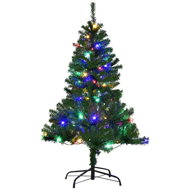 4ft LED Lights PreLit Artificial Christmas Tree w/ Hinged Branches and Metal Stand Walmart