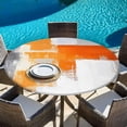 thumbnail image 5 of Burnt Orange Gray Round Tablecloth 36-44 Inch Round Fitted Table Cloth with Elastic Edge, Modern Abstract Geometric Oil Painted Waterproof Table Cover Protector for Outdoor Picnic Party Dining, 5 of 6