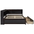 thumbnail image 4 of Full Size L-Shaped Daybed with L-Shaped Bookcase Storage, 2 Smooth-Glide Drawers & USB Ports for Home Office/Bedroom/Living Room, Solid Wood Espresso Daybed with Built-In Chargers, 4 of 8