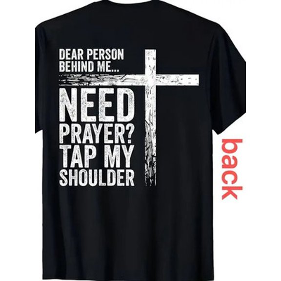 Velto Men's Religious Graphic T-Shirt - Prayer Back Print Tee - Heavyweight 100% All Size S-5XL