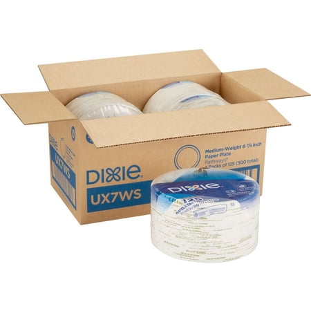 Dixie Pathways 7 Medium-weight Paper Plates by GP Pro - 125 / Pack - White - Paper Body - 500 / Carton | Bundle of 2 Cartons