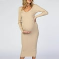 Maternity Dress with Belt Stretchy Bodycon Pregnancy Dresses Long