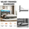 thumbnail image 6 of Blotout King LED Upholstered Bed Frame with Storage Wingback Headboard, Velvet Diamond Button Tufted Bed Frame USB & Type-C Ports and Side Pockets, Wood Slats Support, No Box Spring Needed, 6 of 10