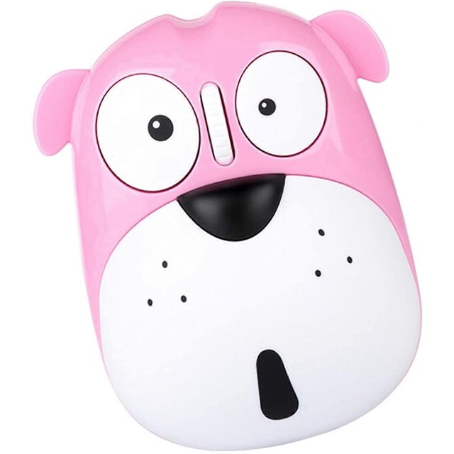 ZHAOCHENG Ratón inalámbrico con forma de perro de 2,4 G y receptor nano USB, ligero, con dibujos de animales, 1200 DPI, para ordenador portátil y PC, color rosa