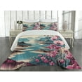 thumbnail image 2 of Ambesonne Lake Quilted Coverlet 3 Pcs, Orchids Earthy Cliff Mountains, King Size, Pale Purple and Sea Blue, 2 of 4