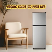 TACOOL 5.0 Cu.Ft Small Refrigerator with Freezer, Mini Fridge with Top Freezer for Apartment, Bedroom, Double Door, Silver