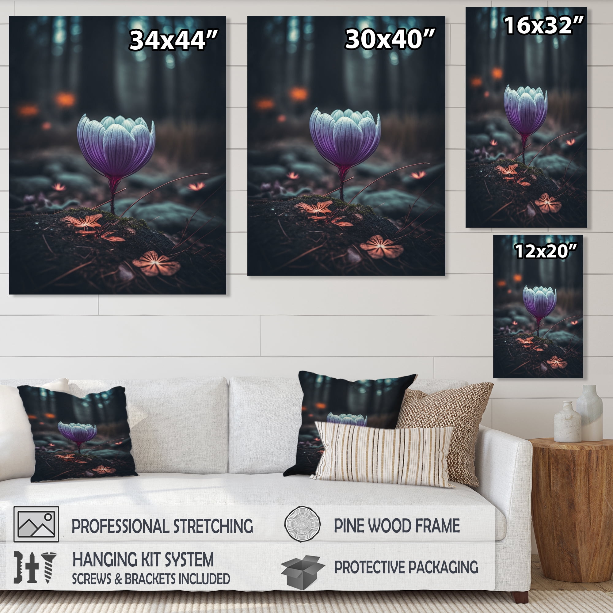 Designart Blooming Crocus Flowers In A Forest II Canvas Wall Art
