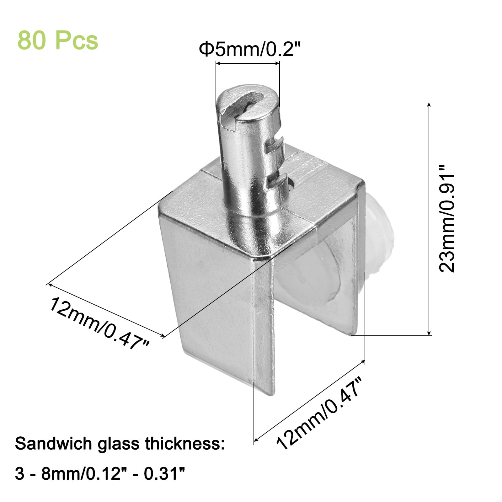 Uxcell Glass Shelf Bracket Pegs, 80Pack Adjustable Glass Clamps for 3-8mm Tempered Glass