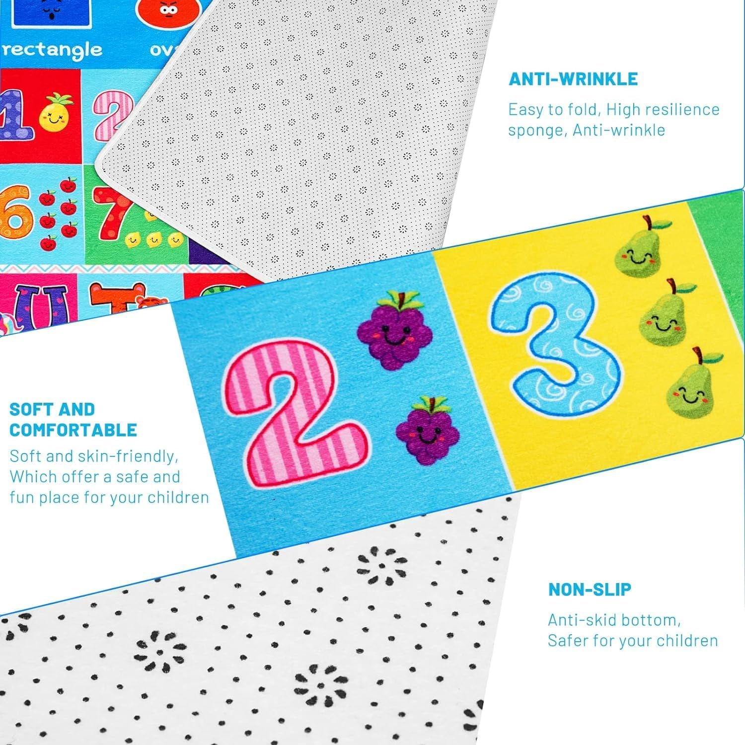 Kids Play Rug for Playroom, Kids Play Mat ABC Educational Area Rug, Toddler Baby Playroom Mat, Alphabet Animal Soft Non-Slip Kids Rug Carpet for Boy Girl Bedroom 47.2X31.5 INCH,Blue