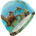 thumbnail image 1 of FYBTO Casquette de Natation Vert Tortue de Mer Adulte FYBTO Polyester, 1 of 4