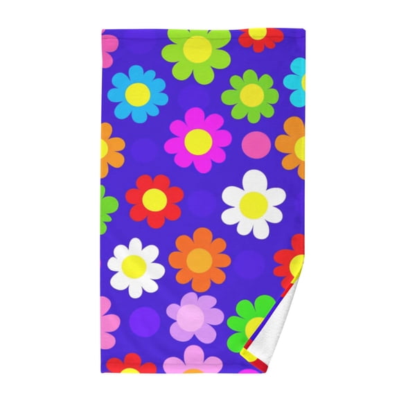 Colorful Flower Pattern Hand Towel Cotton 16x28 in Soft Absorbent Quick Dry Bath Face Towel