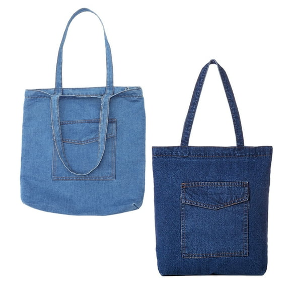 Denim Shoulder Bag Large Capacity Women Jean Shoulder Purses Handbags Denim Tote Bags Jean Tote For Women Travel Shopping Work