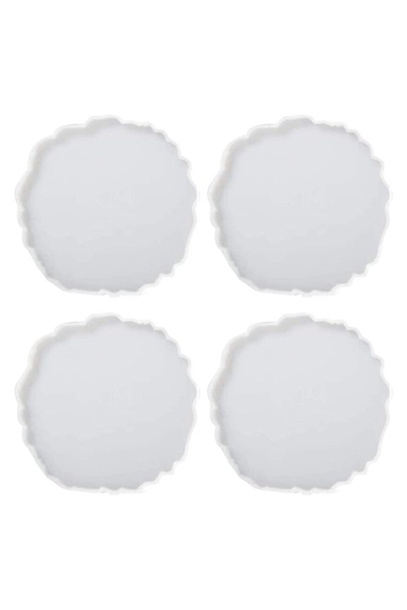 4 Pcs DIY Agate Geometry Coaster Epoxy Resin Mold Cup Mat Mug Pad Silicone Mould
