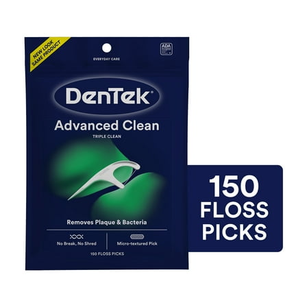 DenTek Flossers, Advanced Clean Dental Floss Picks, No Break & No Shred Floss, 150 Count