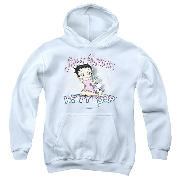 Betty Boop Sweet Dreams Youth Pullover Hoodie Sweatshirt White