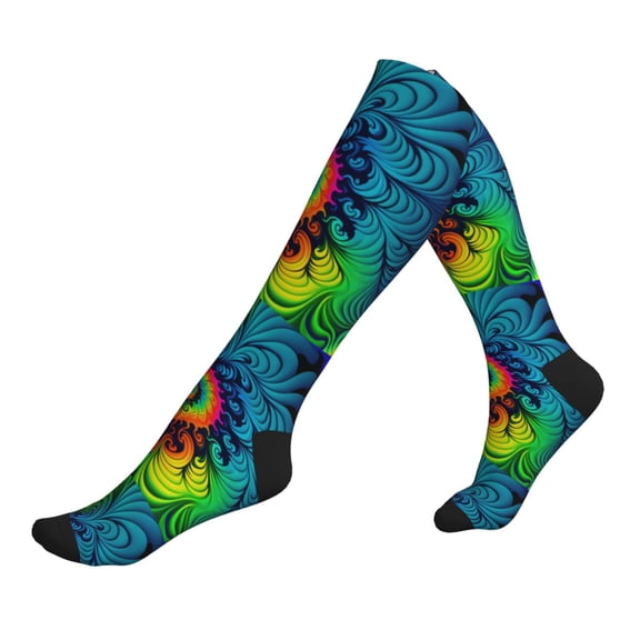 Unisex Sports Compression Socks for Nurses, Travel, Hiking & Office Work for Men Women, Tie Dye Psychadelic Colorful