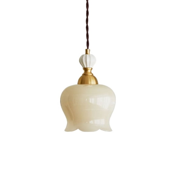 French Retro Cream Colored Bedside Chandelier Light Luxury Bell Orchid Shaped Decorative Chandelier Dining Table Bar Lighting