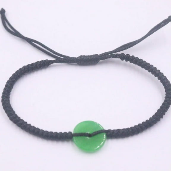 K-KED Real Natural Jade Jadeite Bracelet Green Coin Women's Baby Rope Knitted Chain