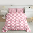 thumbnail image 2 of jejeloiu Lovely Bow Tie Twin Comforter Sets,Pink Cartoon Heart Print Bedding Set For Girls Reversible 2pcs, 2 of 8