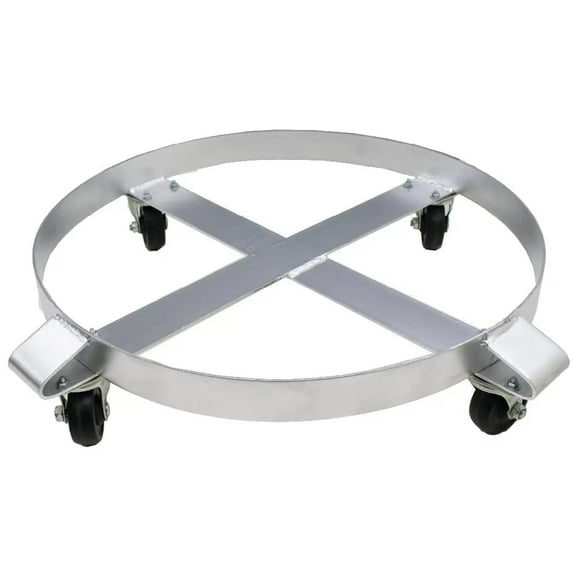 55-Gallon Drum Dolly or Garbage Can Dolly – Heavy-Duty Metal Dolly with Cross Braces and Caster Wheels – 1,000-Pound Capacity (Silver) Quantity: 1