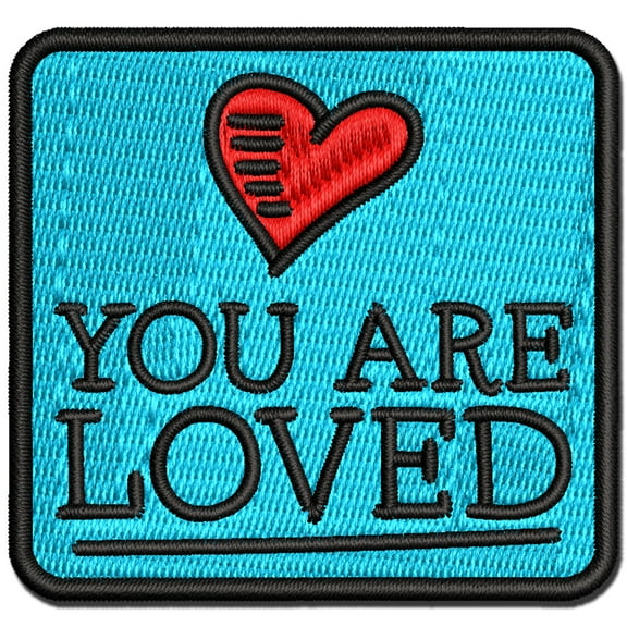 You Are Loved Heart Doodle Applique Multi-Color Embroidered Iron-On Patch - 2.5 Inch Small