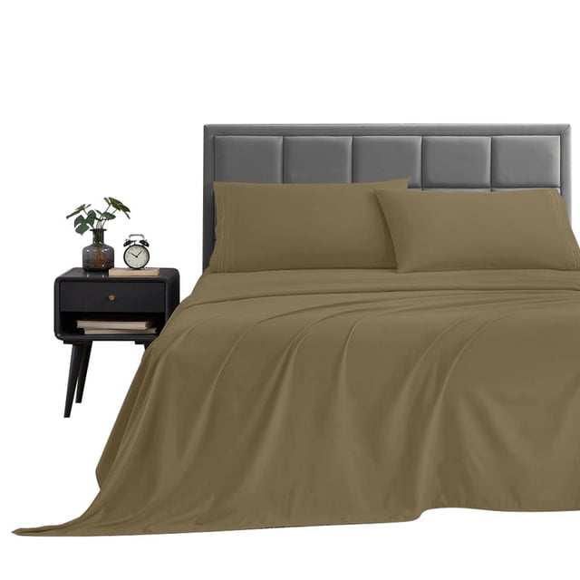 Sábana Matrimonial Microfibra Lisa Ultra Suave BEIGE