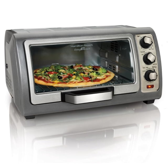 Horno Eléctrico Hamilton Beach Tostador para 6 Rebanadas y Pizza de 30 cm de 3 Funciones con Puerta Deslizante 1400W